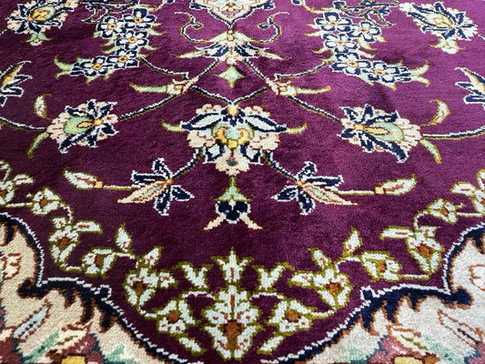 3'3"x4'9" Luxurious Fine Hand-Knotted 100% Silk Signed Persiane Qum Rug Handmade