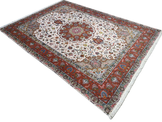 Hand-Knotted 60 Raj Persian Tabriz Rug - 9’10”x13’7”
