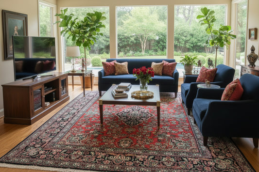 10’1”x12’4” Antique Hand-Knotted Persian Ghazvin Area Rug