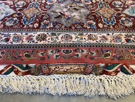 11’7”x17’2” Very Fine Hand-Knotted Signed Persian Tabriz Pictorial Area Rug