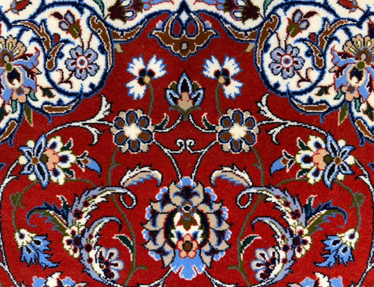 5’x8’ Hand-Knotted Fine Wool & Silk Isfahane Zolfaghari Area Rug - Red Signed