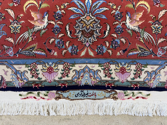 10’x13’7” Very Fine Hand-Knotted Signed Persian Tabriz Area Rug