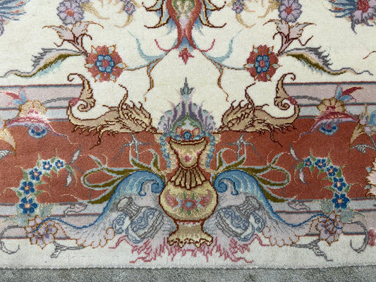 Hand-Knotted Persian Tabriz 60 Raj Rug - Signed Orouji - 5'x6'8"
