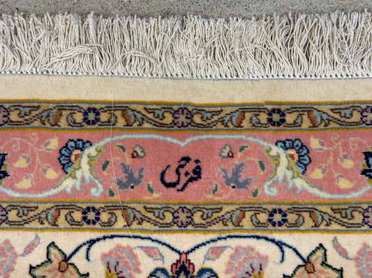 9’9”x13’4” Very Fine Hand-Knotted Persian Tabriz 80 Raj Signed Area Rug