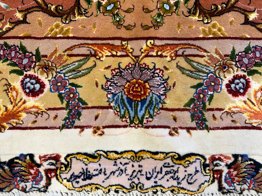 13’x19’8” Very Fine Hand-Knotted Persian Tabriz 80 Raj Signed Area Rug