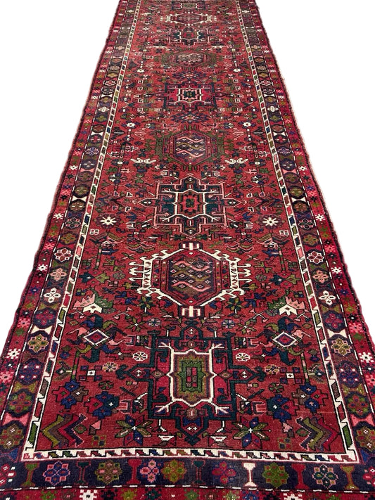 Hand-knotted Persian Heriz Runner - 4’3”x14’1”