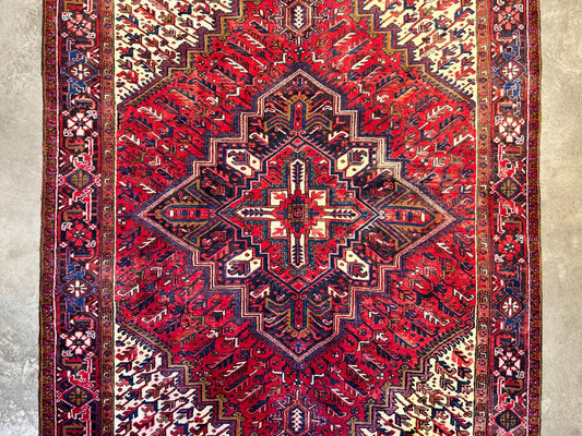 7'9"x11'2" Hand-Knotted 100% Wool Pile Herize Rug