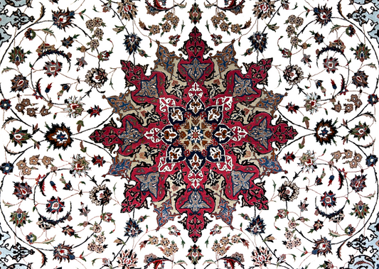 8'2"x11'5'' Very Fine Hand-Knotted Silk & Wool Tabrize Area Rug - Carpet