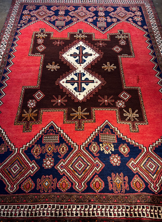 5'6" x 7'9" Hand-Knotted 100% Wool Hamadane Area Rug