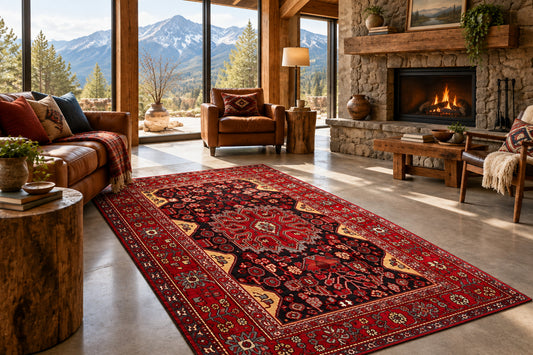5'0" x 9'11" Hand-Knotted 100% Wool Pile Nahavande Area Rug - Carpet