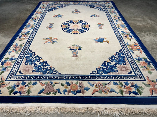 6'x9' Vintage Hand-Knotted Wool Oriental Art Deco Rug - Area Carpet