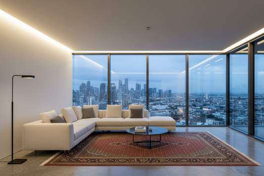6'8"x10'1" Fine Hand-Knotted Wool & Silk Blend Tabrize Mahi Carpet - Area Rug