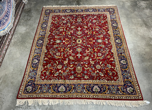 7'11"x9'7" Hand-Knotted 100% Wool Pile Qume Rug