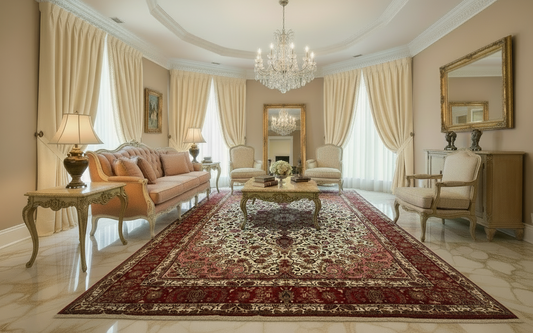 8'4"x11'7'' Very Fine Hand-Knotted Silk & Wool Tabrize Area Rug - Carpet