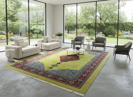 8'2"x11'3" One-of-a-Kind Hand-Knotted 100% Wool Pile Tabrize Carpet - Area Rug