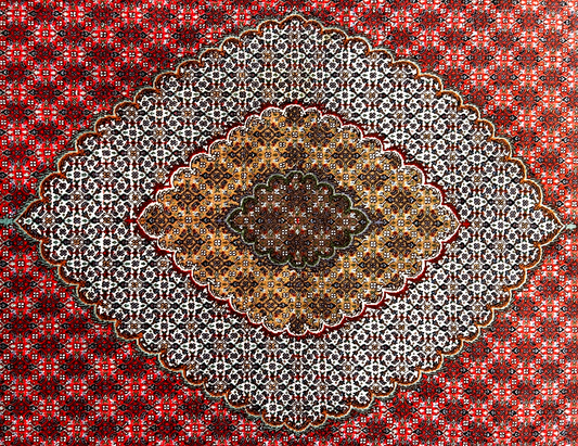 8'3"x11'3" Hand-Knotted Silk & Wool Tabrize Fish Style Area Rug