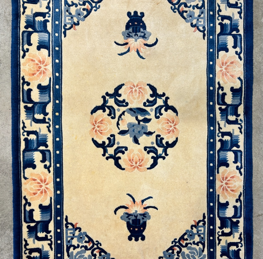 3'x5' Hand-Knotted 100% Wool Pile Art Deco Rug