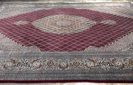 8'4"x11'6" Hand-Knotted Silk & Wool Tabrize Fish Style Area Rug - Carpet