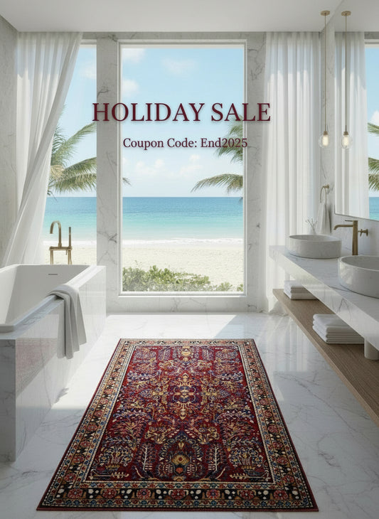 3'4"x5'1" Antique Hand-Knotted Vegetable Dye Wool Sarouk Persian Rug 3x5 Handmade Carpet