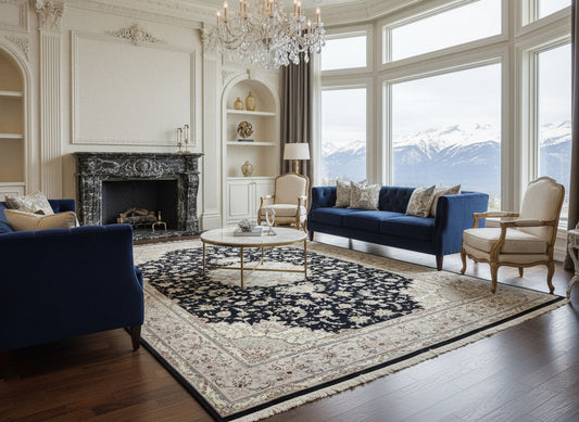 9'x12' Hand-Knotted Wool & Silk Blend Oriental Rug