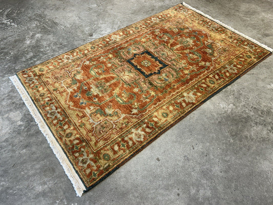 3’x5’ Hand-Knotted 100% Wool Indoserapi Area Rug - Carpet