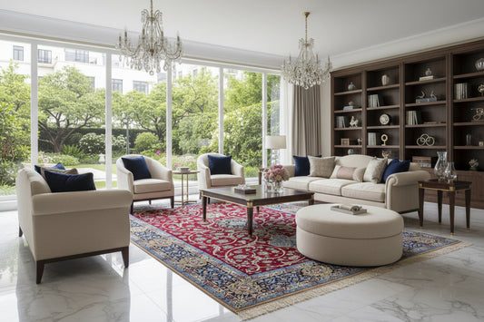 6'10"x10'4"Extra Fine Hand-Knotted Wool & Silk Isfahane Rug - Area Carpet