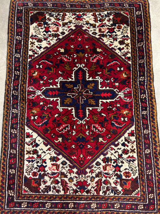 3'x4'6" Hand-Knotted 100% Wool Pile Herize Area Rug - Carpet