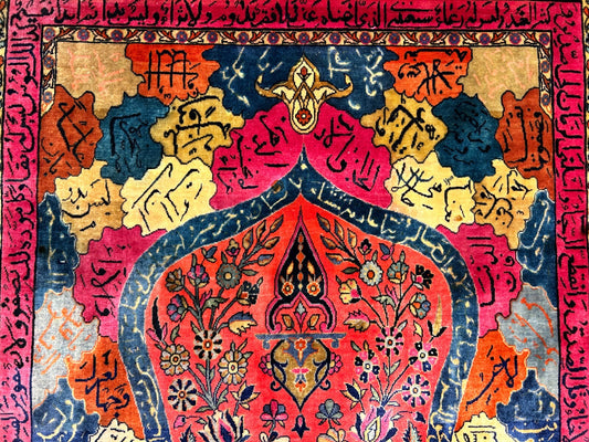 4'1"x6'10" Collector Antique Extra Fine Hand-Knotted 100% Wool Kashane Rug