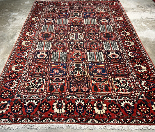 7'0"x9'9" Hand-Knotted 100% Lamb Wool Bakhtiarie Carpet - Area Rug