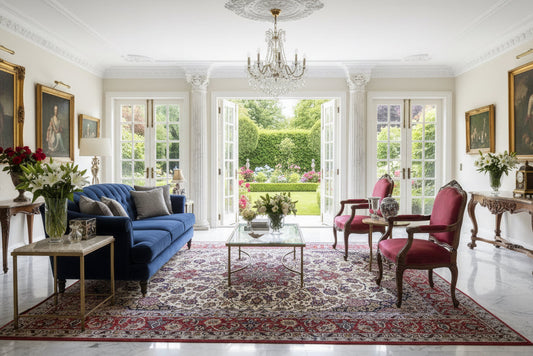 6'9"x10'1" Extra-Fine Hand-Knotted Wool & Silk Blend Isfahane Carpet - Area Rug