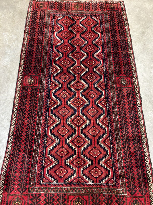 3’3”x6’2” Hand-Knotted 100% Wool Balouchi Area Rug - Carpet