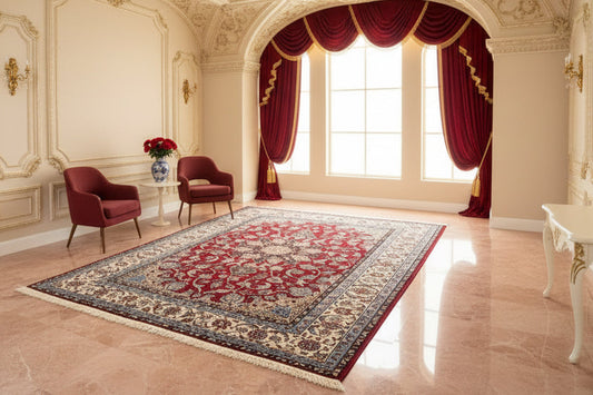 6'7"x9'10" Fine Hand-Knotted Wool & Silk Blend Isfahane Area Rug - Signed