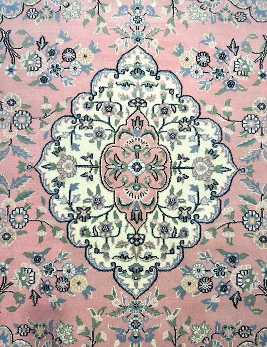 6'2"x8'10" Hand-Knotted 100% Wool Pile Tabrize Design Carpet - Area Rug
