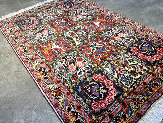 3'5"x5'2" Hand-Knotted 100% Lamb Wool Bakhtiarie Carpet - Area Rug