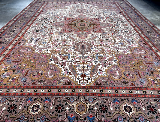 8'1"x11'10'' Fine Hand-Knotted Very Fine Wool Pile Tabrize Herize Area Rug