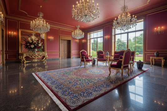 6'6"x10' Exquisite Extra-Fine Hand-Knotted 100% Silk Qume Carpet - Area Rug