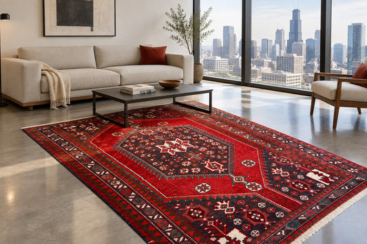 4'2" x 8' Hand-Knotted 100% Lamb Wool Carpet - Hamadane Area Rug