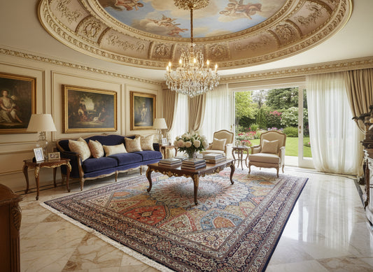 8'3"x10'5" Very Fine Hand-Knotted Wool & Silk Tabrize Rug