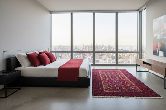 3'3"x5'7'' Hand-Knotted 100% Wool Baluchie Area Rug - Area Carpet