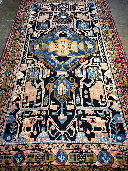 5'1" x 9'4" Hand-Knotted 100% Wool Carpet - Hamadane Area Rug
