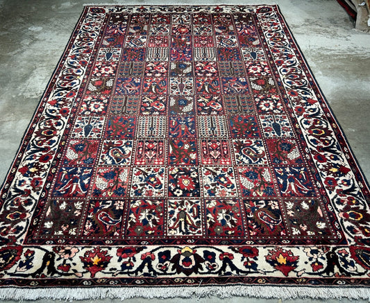 7'2"x10'2" Hand-Knotted 100% Lamb Wool Bakhtiarie Carpet - Area Rug