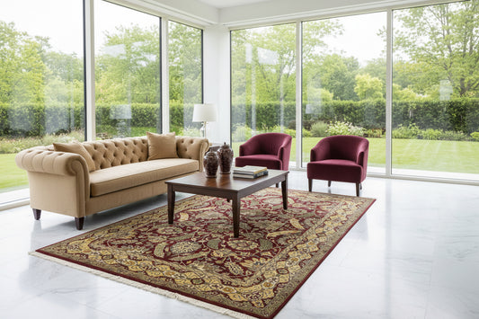 7'x10' Hand-Knotted 100% Wool Pile Agra Carpet - Area Rug
