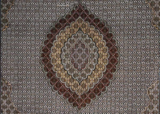 8'3"x11'1" Hand-Knotted Silk & Wool Tabrize Fish Style Rug - Carpet