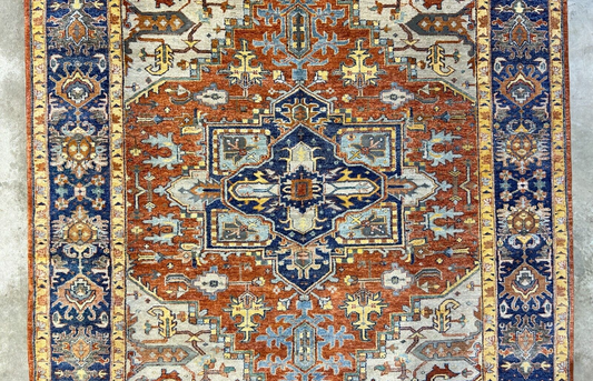 9'x12' Hand-Knotted 100% Lamb Wool Serapie Design Carpet - Area Rug