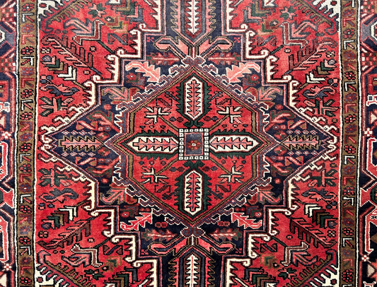 6'7" x 10'4" One-of-a-kind 100% Wool Pile Herize Area Rug - Handamade Carpet