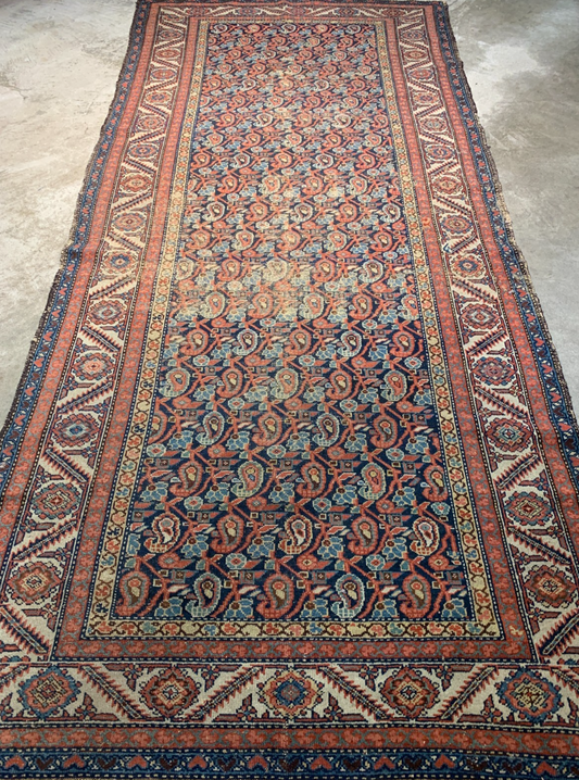 5'x11'2" Antique Hand-Knotted 100% Wool Pile Malayeri Runner Rug - Carpet