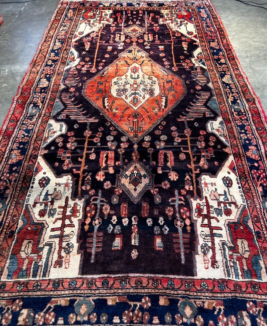 5'7" x 10'9" Hand-Knotted 100% Wool Pile Nahavande Area Rug - Carpet