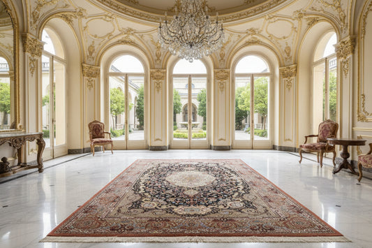 6'6"x9'6" Exquisite Extra-Fine Hand-Knotted 100% Silk Qume Carpet - Area Rug