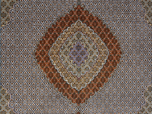 8'4"x11' Hand-Knotted Silk & Wool Tabrize Fish Style Rug - Carpet