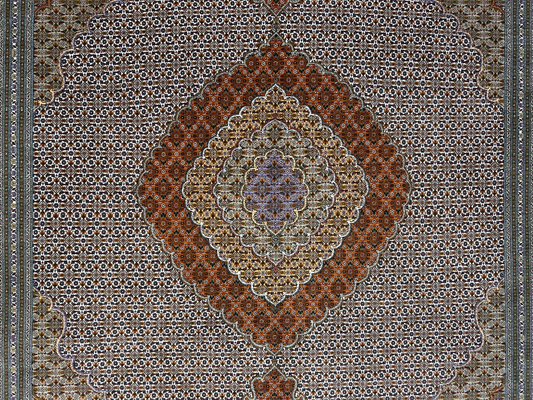 8'4"x11' Hand-Knotted Silk & Wool Tabrize Fish Style Rug - Carpet